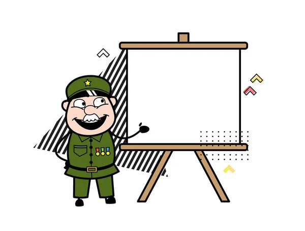 Cartoon Military Man Slide Board — Stock Vector