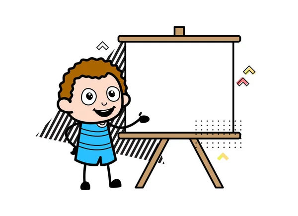 Niño Dibujos Animados Con Tablero Diapositivas — Archivo Imágenes Vectoriales