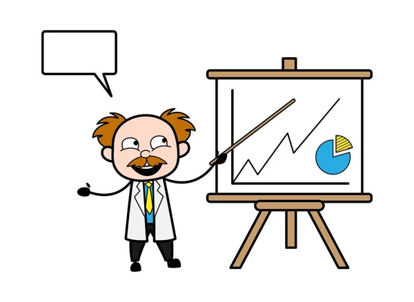 Cartoon Scientist Presentation Baord — Stock Vector