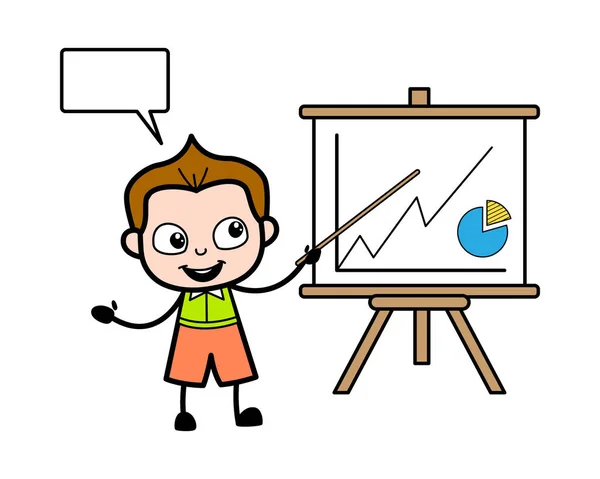 Kartun Schoolboy Dengan Baord Presentasi - Stok Vektor