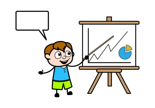 Cartoon Teen Boy Presentation Baord - Stok Vektor