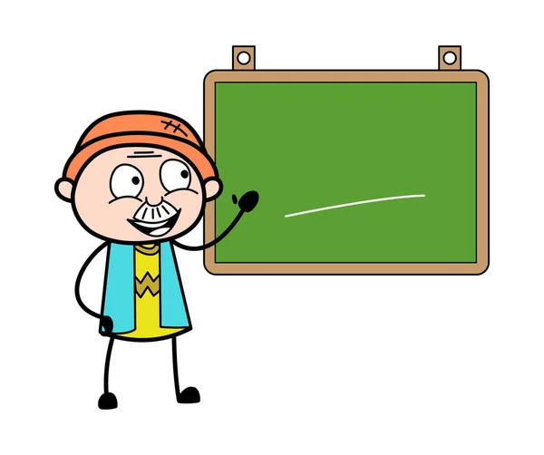 Cartoni Animati Nonno Con Classroom Board — Vettoriale Stock