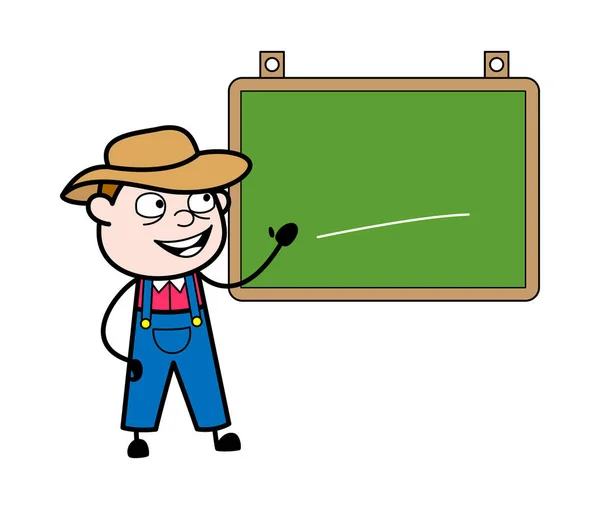 Cartoon Farmer Con Classroom Board — Vettoriale Stock