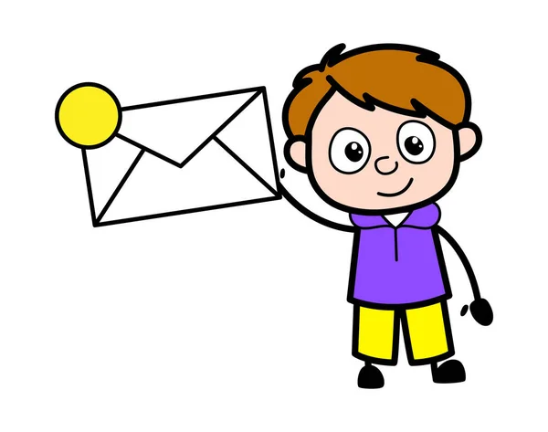 Cartoon Boy Holding Envelop — Stockvector