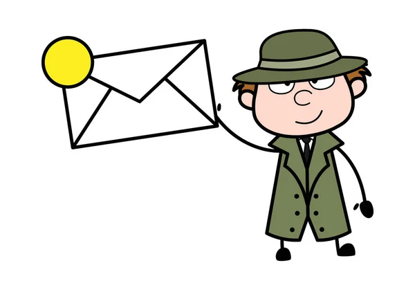 Cartoon Spy Segurando Envelope —  Vetores de Stock