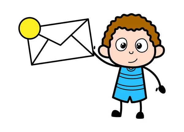Karikatura Kid Drží Obálku — Stockový vektor