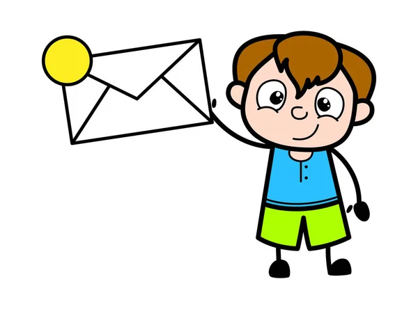 Cartoon Teen Boy Drží Obálku — Stockový vektor