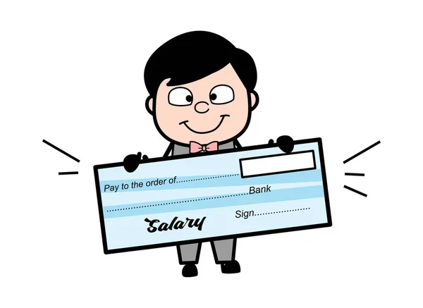 卡通新郎拿着薪水支票 — 图库矢量图片