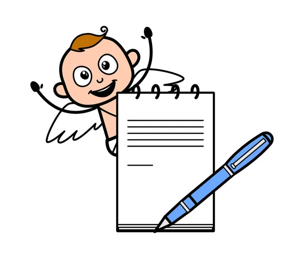 Cartoon Angel Avec Journal Stylo — Image vectorielle