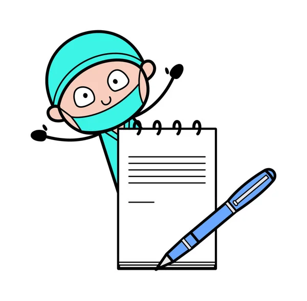 Cartoon Surgeon Diary Pen — Stock Vector