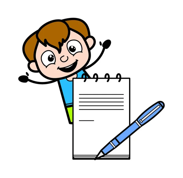Cartoon Teen Boy Mit Tagebuch Und Stift — Stockvektor