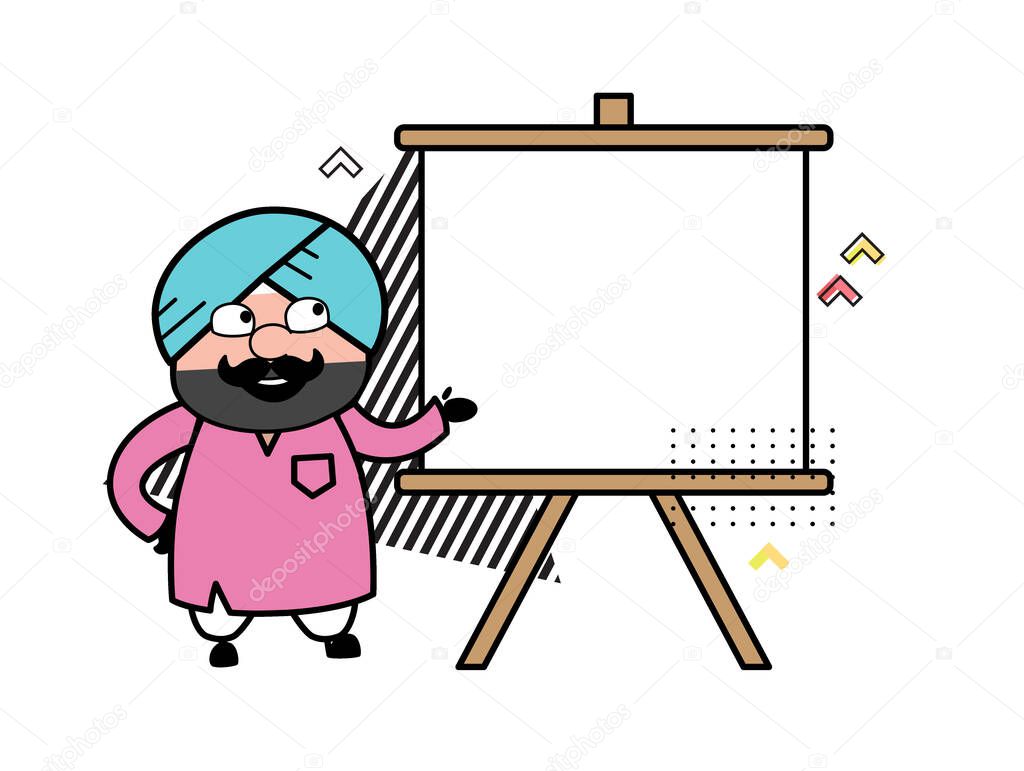 Cartoon Cute Sardar with slide board