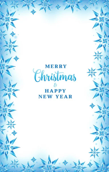 Jul bakgrund med crystal snöflingor blå färg — Stock vektor