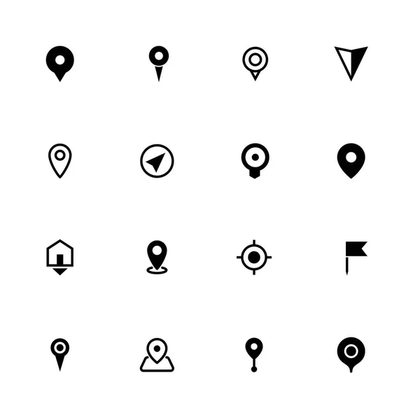 Karta läge ikoner insamling, symbol för appar, webbplatser eller skriva ut — Stock vektor