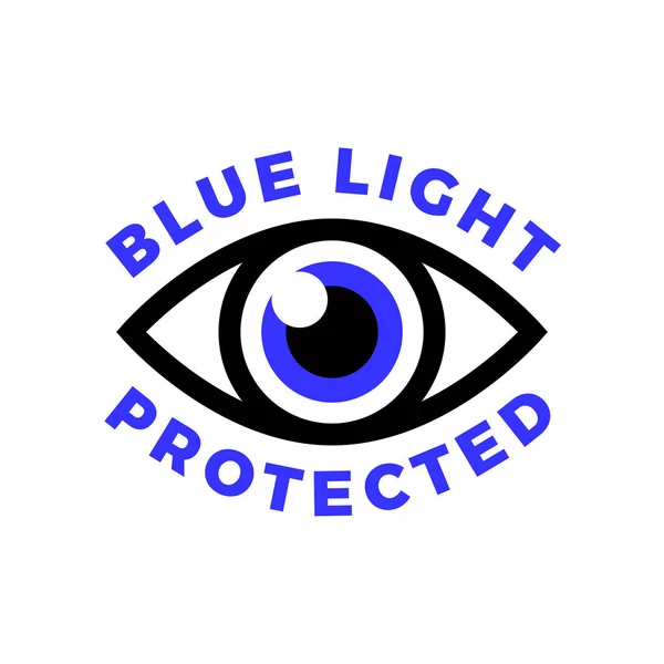 Blått ljus skyddat ögat symbol, blått ljus orsakar hälsoproblem och bör inte användas innan läggdags — Stock vektor