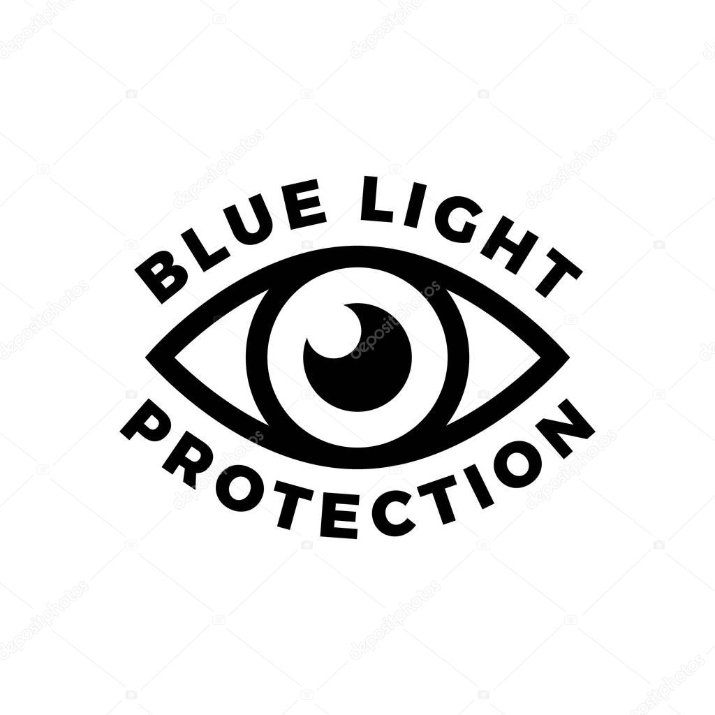 Blue light protected eye symbol, blue light causes health problems and should not be used before bedtime, Protection logo