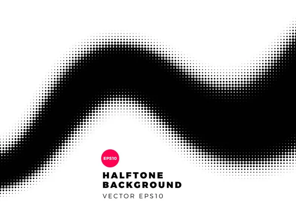 Halftone dots background, wave shape, vector illustration — Stock Vector