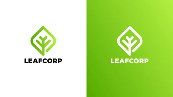 Yaprak Logo şablonu, pozitif ve negatif varyant, markalar, doğa logo için kurumsal kimlik — Stok Vektör