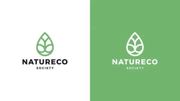 Modèle de logo de feuille, variante positive et négative, identité d'entreprise pour les marques, logo de la nature — Image vectorielle