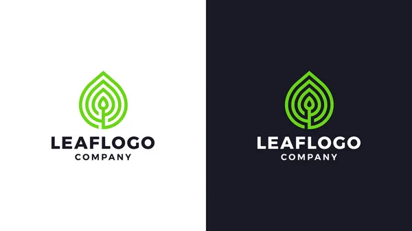 Modèle de logo de feuille, variante positive et négative, identité d'entreprise pour les marques, logo de la nature — Image vectorielle