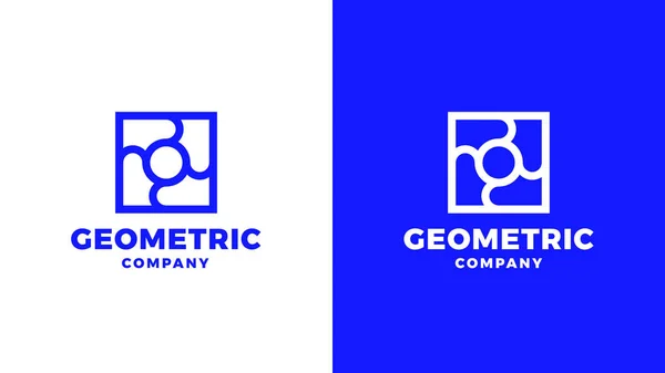 Quadratische Logotyp-Vorlage, positive und negative Variante, Corporate Identity für Marken, blaues Produktlogo — Stockvektor