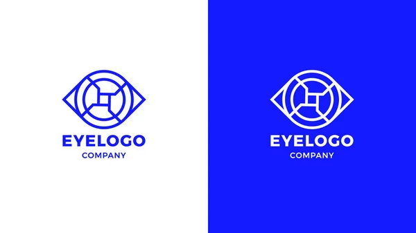 Eye Logotype template, positive and negative variant, corporate identity for brands, blue product logo — Stock Vector