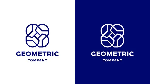 Geometrische Logotyp-Vorlage, positive und negative Variante, Corporate Identity für Marken, blaues Produktlogo — Stockvektor