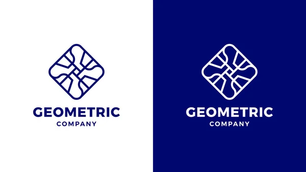 Modelo de Logotipo Geométrico, variante positiva e negativa, identidade corporativa para marcas, logotipo do produto azul — Vetor de Stock