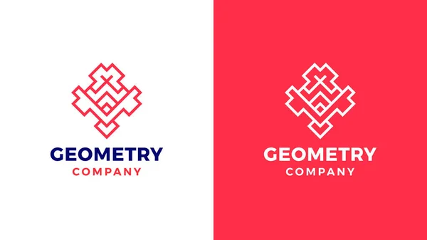 Geometric Logotype template, positive and negative variant, corporate identity for brands, red product logo — Stock Vector