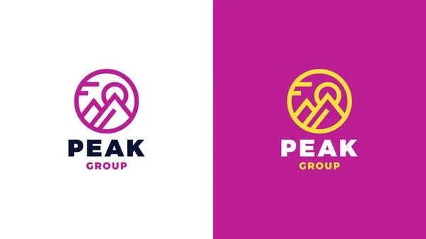 Modèle de logo de montagne, variante positive et négative, identité d'entreprise pour les marques, logo du produit magenta — Image vectorielle