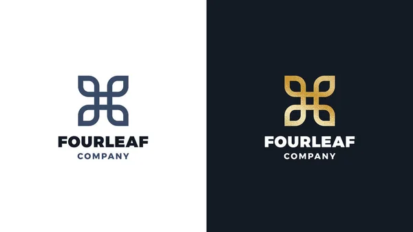 Чотири листки Шаблон логотипу, позитивний і негативний варіант, фірмовий стиль для брендів, логотип ексклюзивного продукту — стоковий вектор