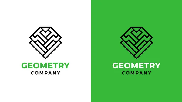 Modèle de logo géométrique, variante positive et négative, identité d'entreprise pour les marques, logo du produit minier — Image vectorielle