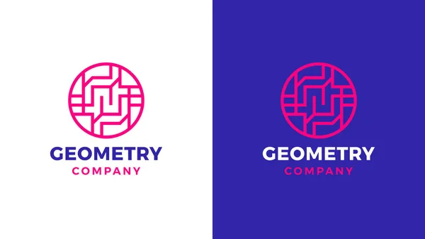 Geometrische Logotyp-Vorlage, positive und negative Variante, Corporate Identity für Marken, Kreis-Produktlogo — Stockvektor