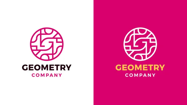 Шаблон геометричного логотипу, позитивний і негативний варіант, фірмовий стиль для брендів, логотип кругового продукту — стоковий вектор