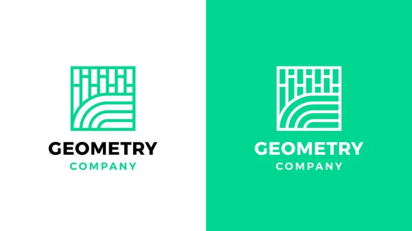 Modello di logotipo geometrico, variante positiva e negativa, identità aziendale per i marchi, logo del prodotto quadrato — Vettoriale Stock
