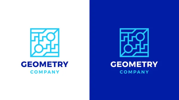 Шаблон геометричного логотипу, позитивний і негативний варіант, фірмовий стиль для брендів, логотип квадратного продукту — стоковий вектор