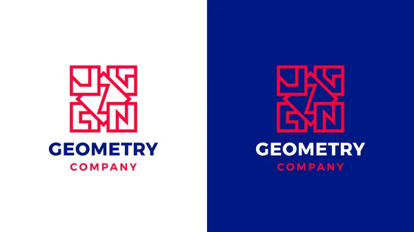 Geometric Logotype template, positive and negative variant, corporate identity for brands, square product logo — Stock Vector