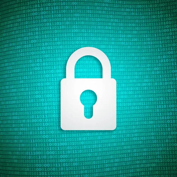 Digitale Sicherheit, Schloss auf binärem Hintergrund, Online-Passwortkonzept — Stockvektor