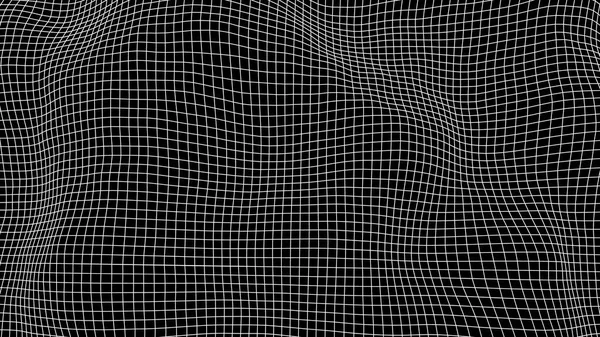 Griglia effetto distorto, punti maglia con onde, sfondo astratto — Vettoriale Stock