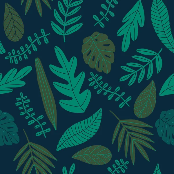 Folytonos egzotikus mintázat trópusi növényekkel. Kézzel rajzolt illusztráció. — Stock Vector