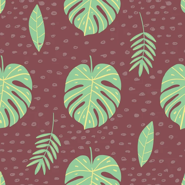 Bezproblémové exotické vzory s tropickými rostlinami. Kreslené ilustrace. — Stockový vektor