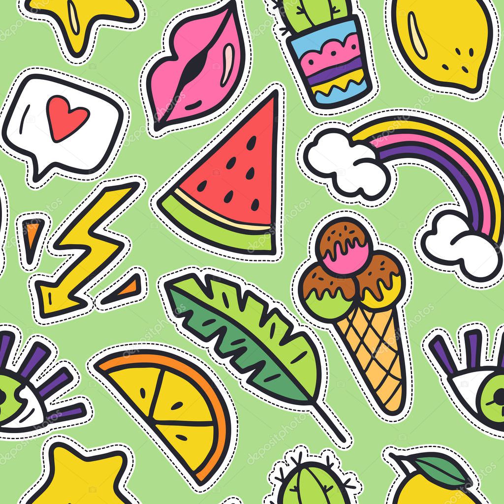 Summer pattern. Suitable for printing on fabric, gift wrapping, wall decoration. Hand-drawn illustration.