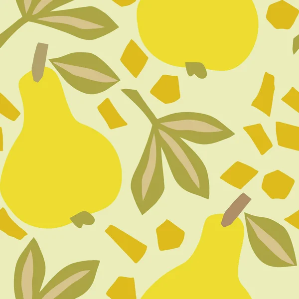 Pear fruit seamless pattern. Modern textile, greeting card, poster, wrapping paper designs. Hand-drawn illustration. — Stock Vector