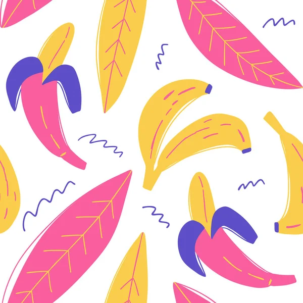 รูปแบบไร้รอยต่อกับกล้วย สิ่งทอที่ทันสมัย, วอลล์เปเปอร์ทารก, การออกแบบกระดาษห่อ ภาพวาดด้วยมือ . — ภาพเวกเตอร์สต็อก