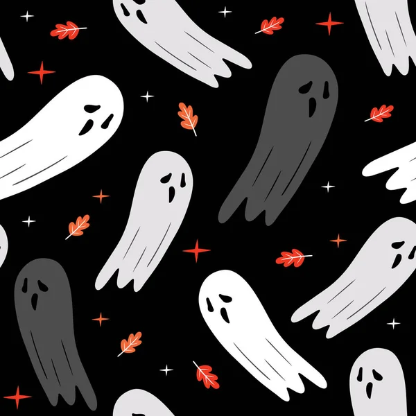 Cute Halloween Pattern Ghosts Vector Holiday Illustration Day Dead Halloween — Stock Vector