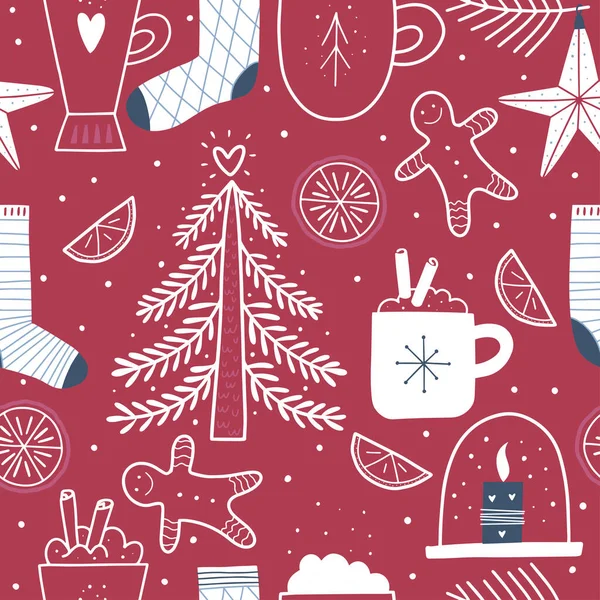 Vánoce Nový Rok Bezproblémový Vzor Vánoční Design Pro Balení Papíru — Stockový vektor