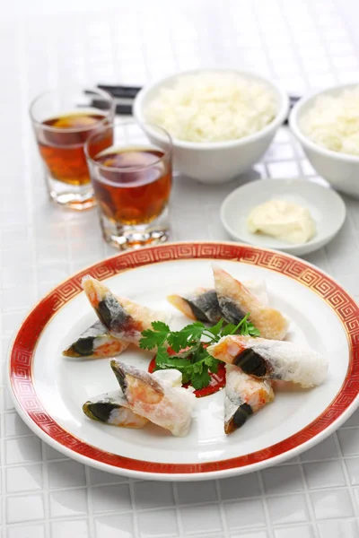 Rollos Gambas Oblea Con Huevo Siglo Dim Sum Chino — Foto de Stock