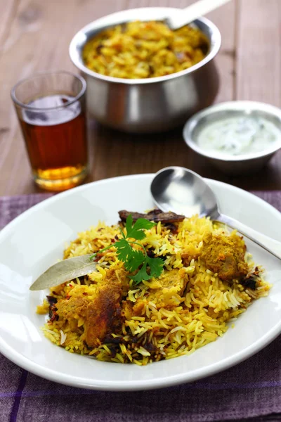 Hyderabadi Chicken Biryani Indian Cuisine — Stock Photo, Image