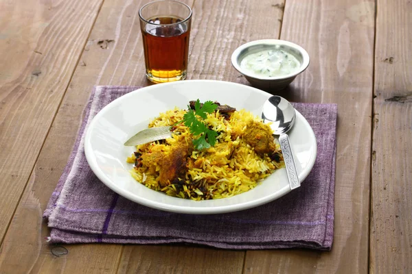 Hyderabadi Pollo Biryani Cucina Indiana — Foto Stock