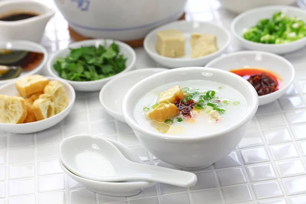 Congee Porridge Riso Cinese Colazione Cinese Tradizionale Sana — Foto Stock